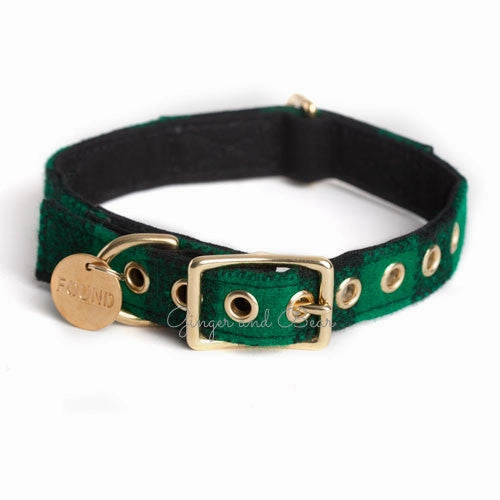Cotton Canvas Collar, Buffalo Plaid Green dog collar,leather dog collar,adjustable dog collar