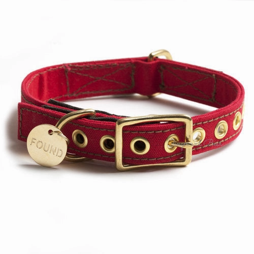 Cotton Canvas Collar, Holiday Red dog collar,leather dog collar,adjustable dog collar