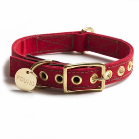 Cotton Canvas Collar, Holiday Red dog collar,leather dog collar,adjustable dog collar