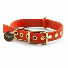 Cotton Canvas Collar, Orange dog collar,leather dog collar,adjustable dog collar