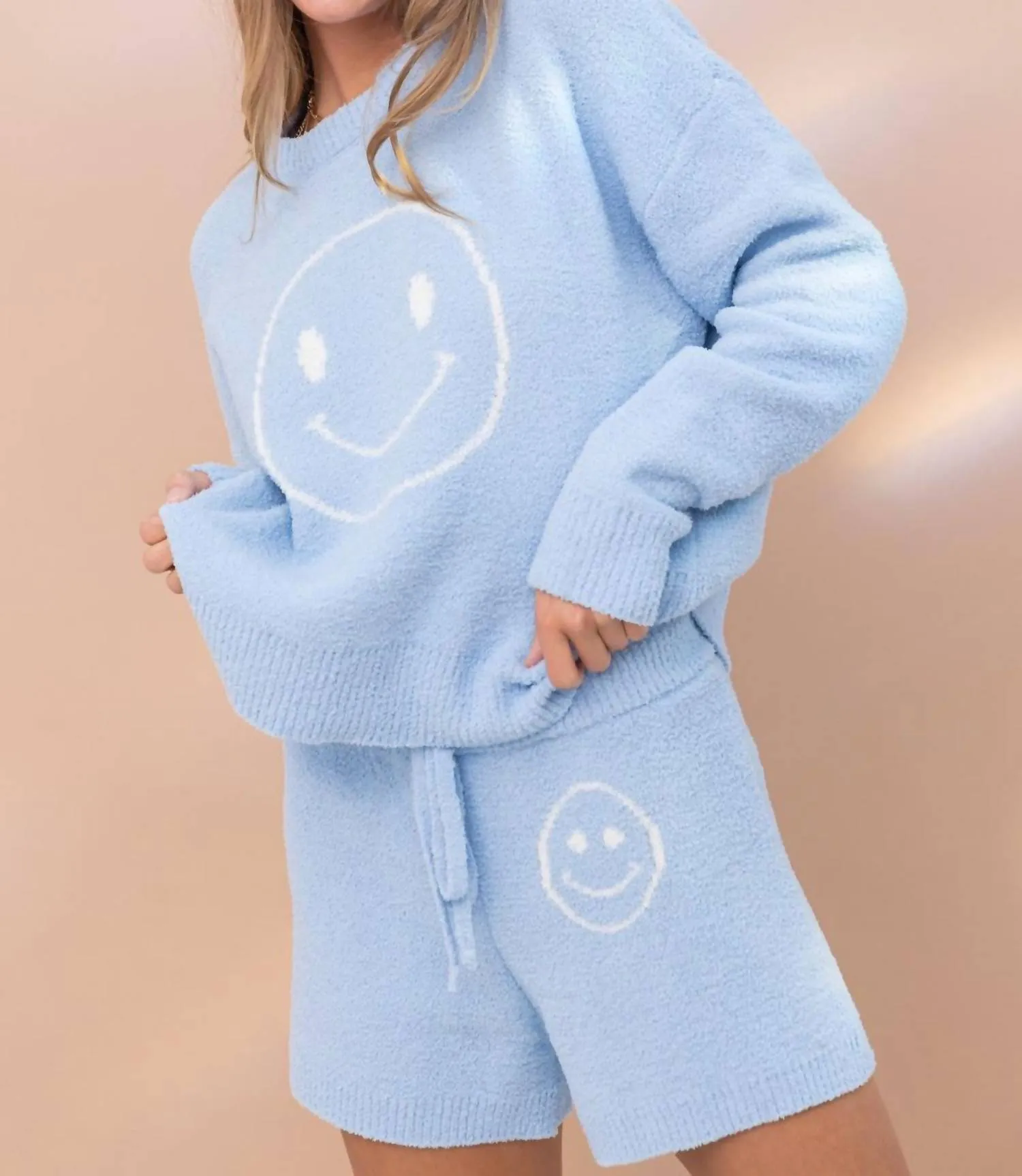 Cozy Soft Top With Shorts Set In Blue