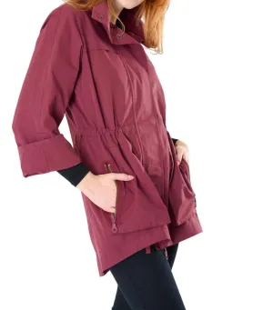 Crinkle Rain Jacket In Ruby