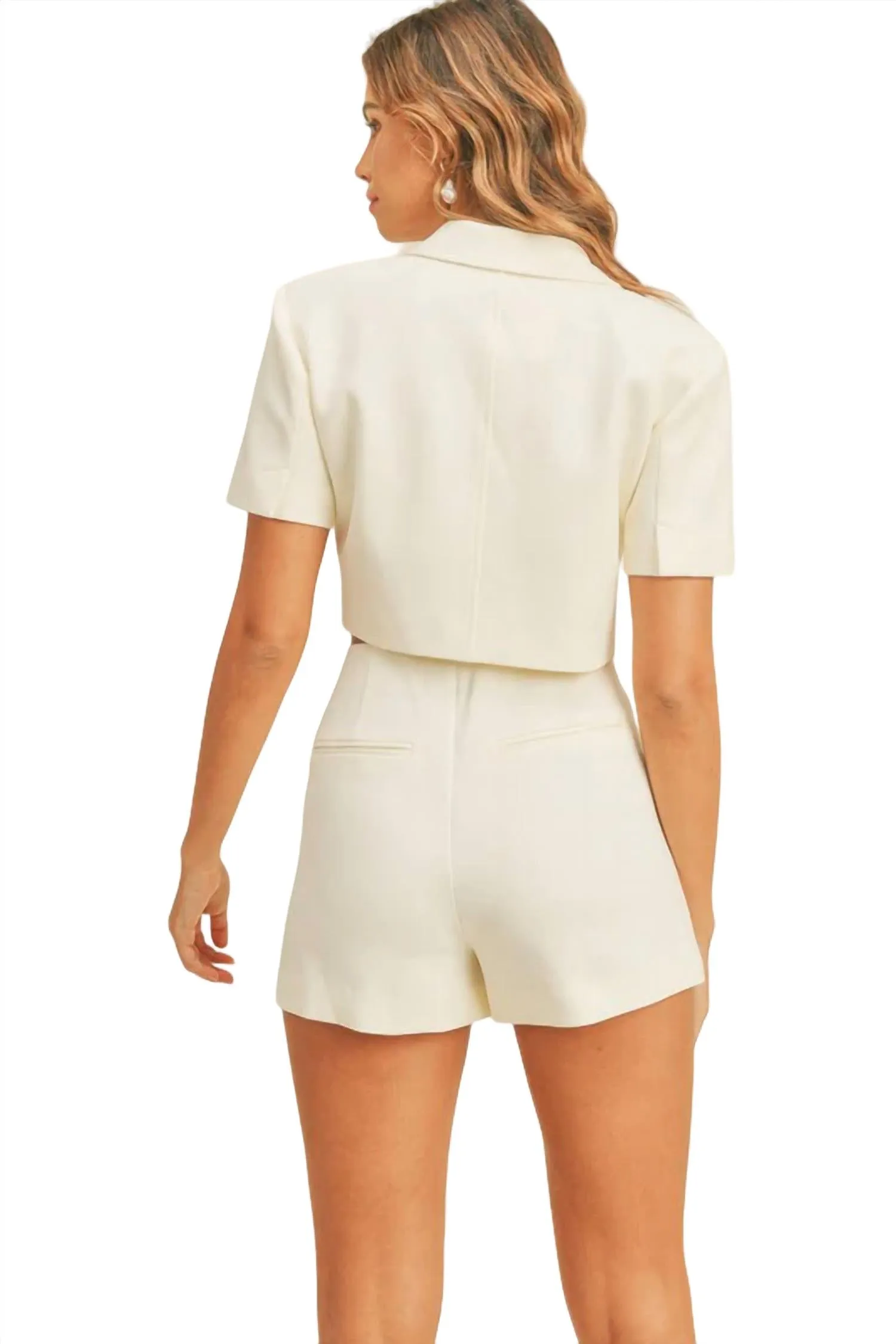 Crop Jacket & Skort Set In Cream