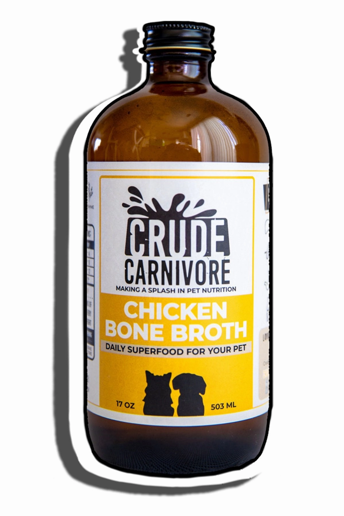 Crude Carnivore Bone Broth - Chicken 16oz puppy food,chew toy for puppies,small dog treats