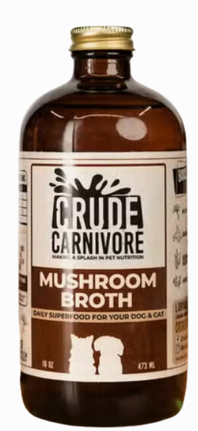 Crude Carnivore Bone Broth - Mushroom 16oz puppy food,chew toy for puppies,small dog treats