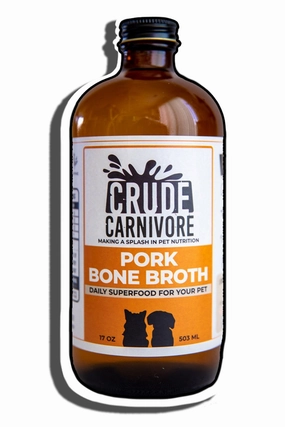 Crude Carnivore Bone Broth - Pork 16oz puppy food,chew toy for puppies,small dog treats