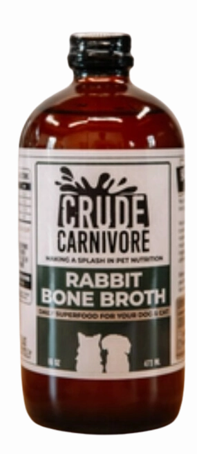 Crude Carnivore Bone Broth - Rabbit 16oz puppy food,chew toy for puppies,small dog treats