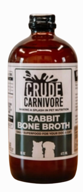 Crude Carnivore Bone Broth - Rabbit 16oz puppy food,chew toy for puppies,small dog treats