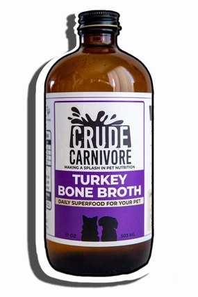 Crude Carnivore Bone Broth - Turkey 16oz puppy food,chew toy for puppies,small dog treats