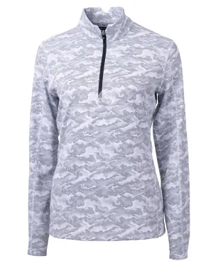 Cutter & Buck Traverse Camo Print Stretch Quarter Zip Womens Pullover Jacket