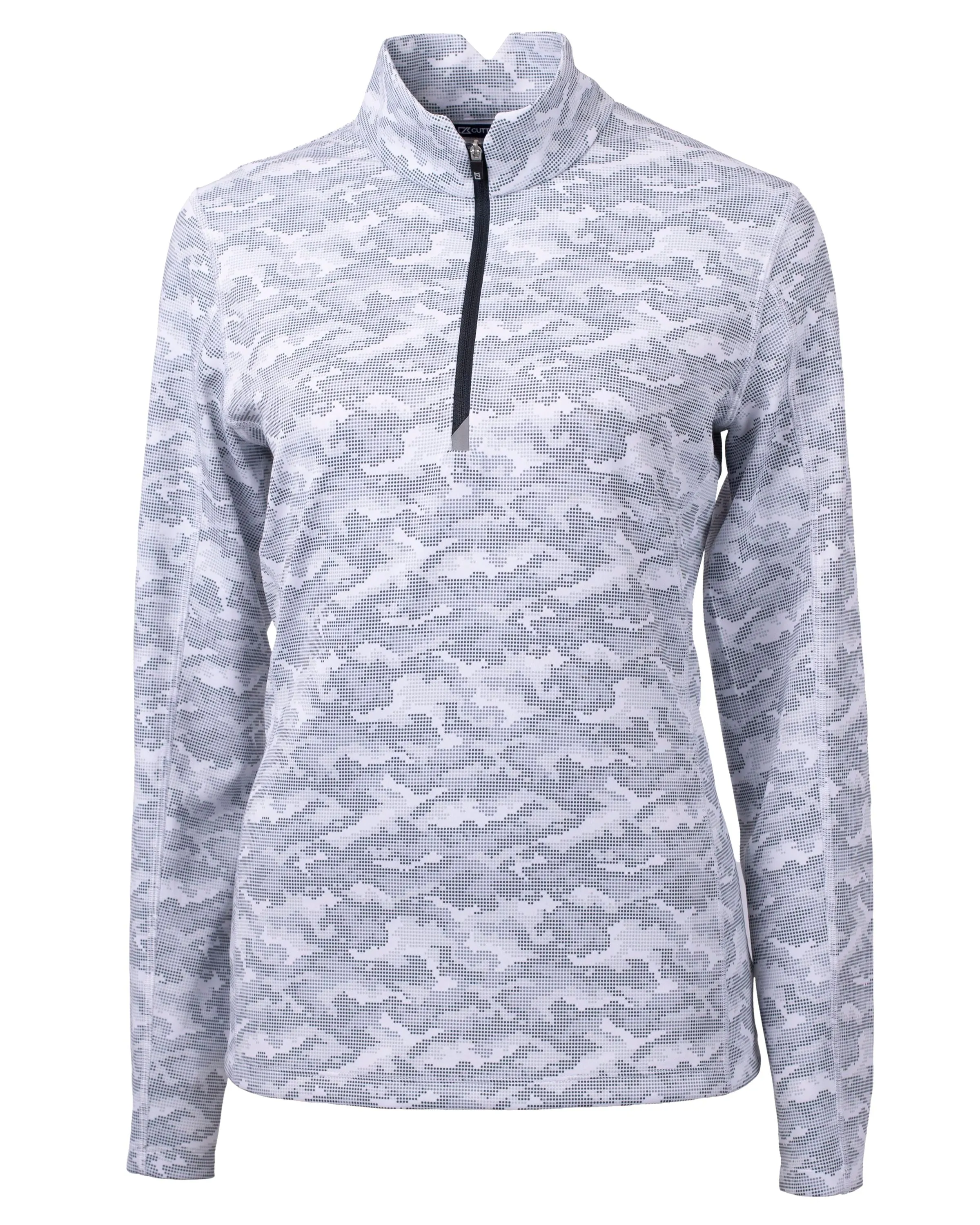 Cutter & Buck Traverse Camo Print Stretch Quarter Zip Womens Pullover Jacket