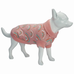 Dan & Sam - Dog Jumper (Pink Rainbows) - 20cm waterproof dog jacket,insulated dog coat,dog snowsuit