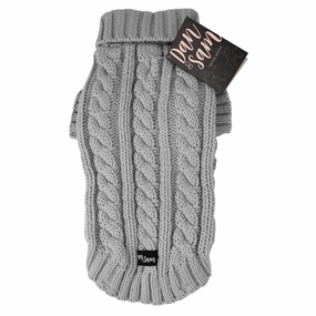 Dan & Sam - Knitted Sweater (Cloud Grey) - 30cm waterproof dog jacket,insulated dog coat,dog snowsuit