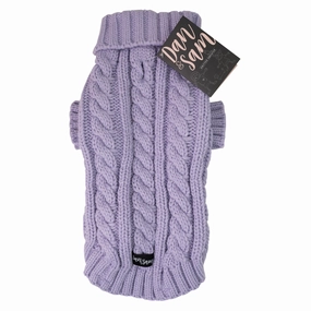 Dan & Sam - Knitted Sweater (Lavender) - 25cm waterproof dog jacket,insulated dog coat,dog snowsuit