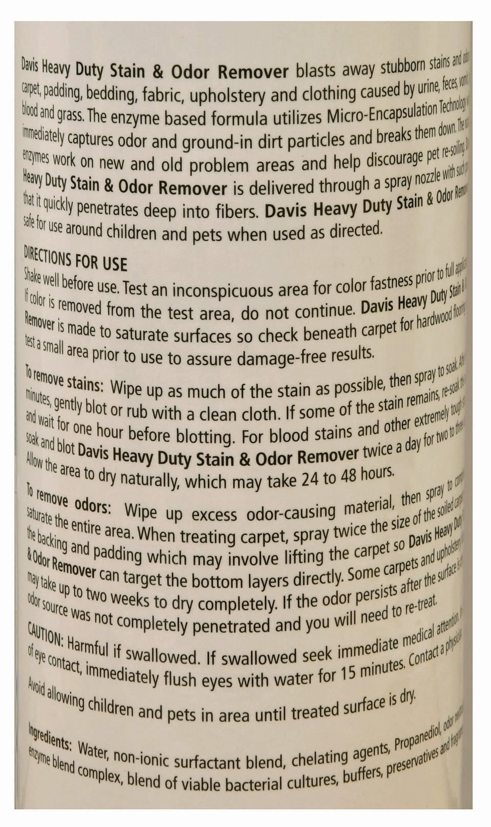 Davis Heavy Duty Stain & Odor Remover, 14 oz