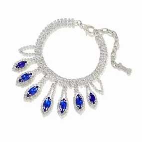 Diamante Tear Drop Dog Necklace -  Blue english tack set,horse saddle gear,equestrian supplies