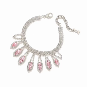 Diamante Tear Drop Dog Necklace - Pink english tack set,horse saddle gear,equestrian supplies