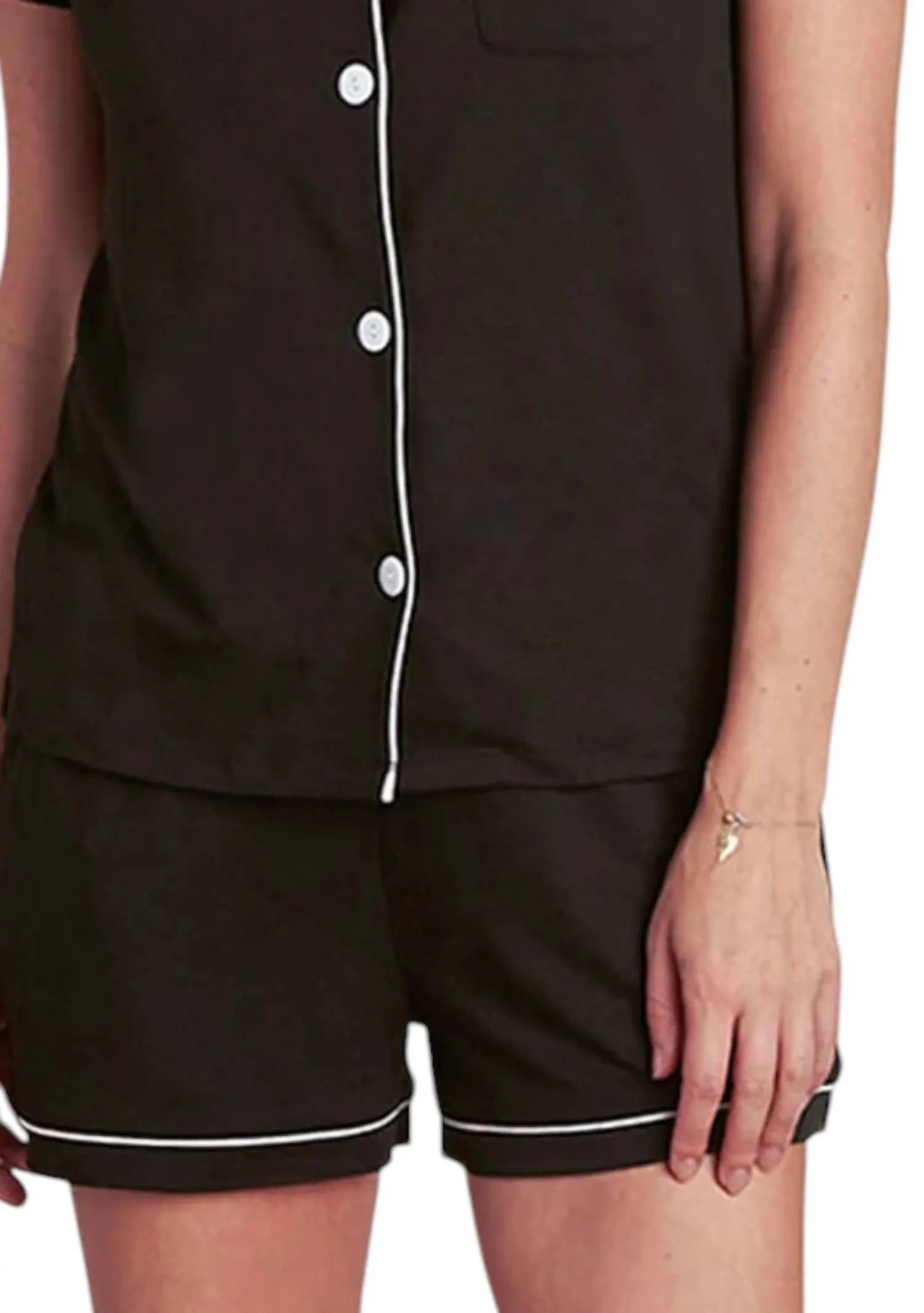 Dixie Pajama Top And Short Set In Black