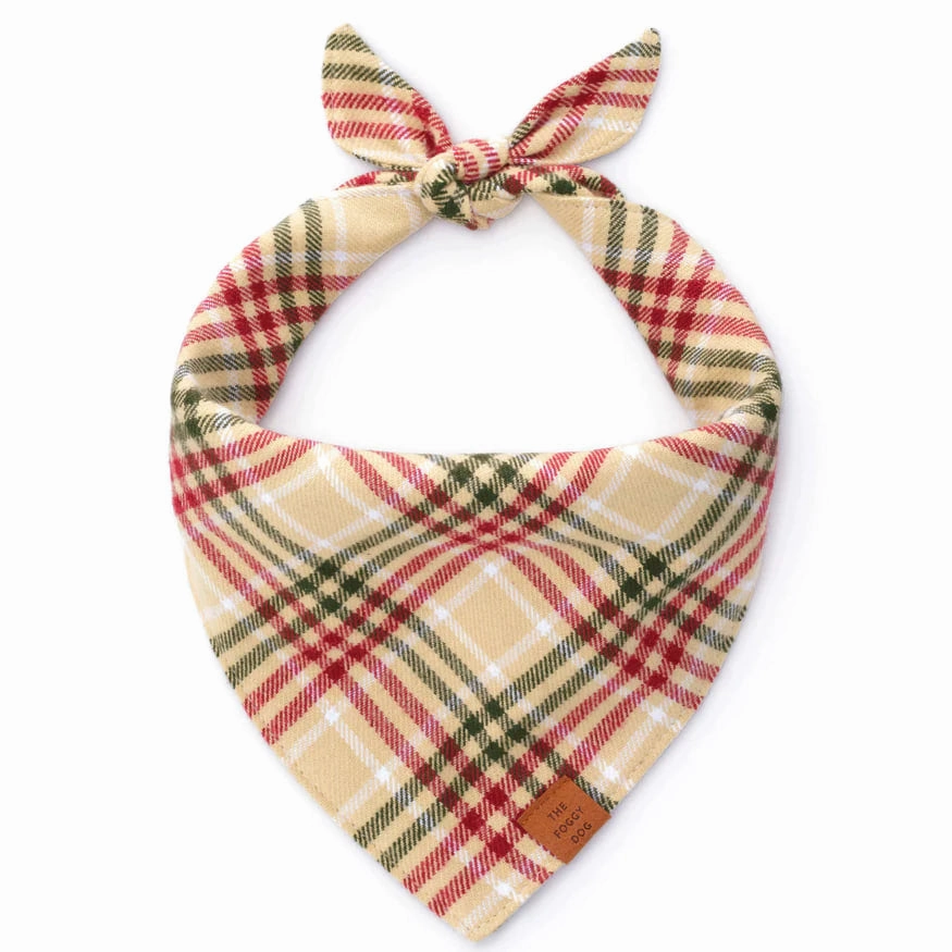Dog and Cat Bandana: Eggnog Plaid Flannel performance harness,agility dog vest,athletic dog gear