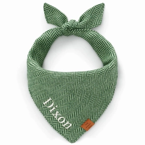 Dog and Cat Bandana: Green Herringbone Flannel performance harness,agility dog vest,athletic dog gear
