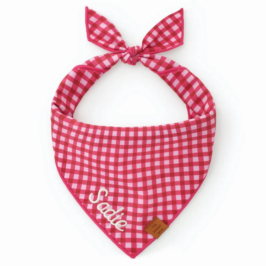 Dog and Cat Bandana: Raspberry Gingham performance harness,agility dog vest,athletic dog gear
