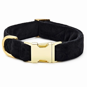 Dog Collar: Black Velvet dog collar,leather dog collar,adjustable dog collar