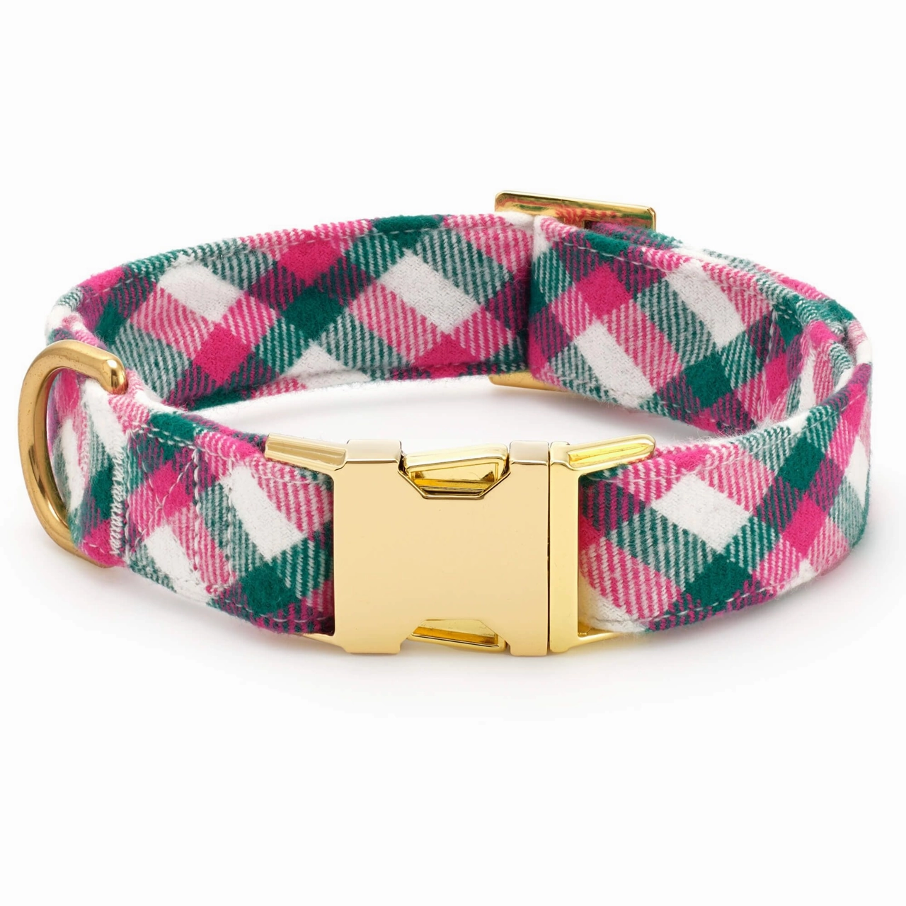 Dog Collar: Callie Plaid Flannel dog collar,leather dog collar,adjustable dog collar
