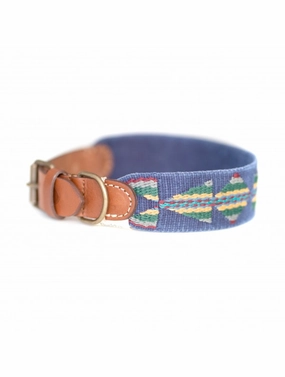 Dog Collar: Etna Blue dog collar,leather dog collar,adjustable dog collar