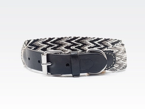 Dog Collar: Peruvian Black dog collar,leather dog collar,adjustable dog collar