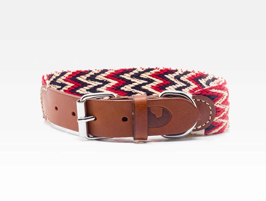 Dog Collar: Peruvian Red dog collar,leather dog collar,adjustable dog collar