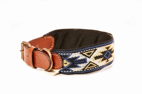 Dog Collar: Peyote Azul dog collar,leather dog collar,adjustable dog collar
