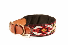 Dog Collar: Peyote Rojo dog collar,leather dog collar,adjustable dog collar