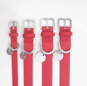 Dog Collar: Red Leather dog collar,leather dog collar,adjustable dog collar