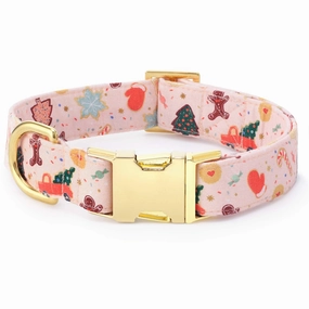 Dog Collar: Rifle Paper Co. x TFD Holiday Cookies dog collar,leather dog collar,adjustable dog collar
