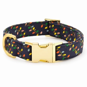 Dog Collar: Rifle Paper Co. x TFD Holiday Lights dog collar,leather dog collar,adjustable dog collar