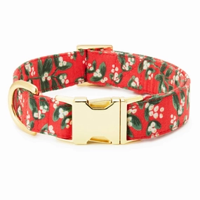 Dog Collar: Rifle Paper Co. x TFD Mistletoe dog collar,leather dog collar,adjustable dog collar