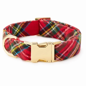 Dog Collar: Tartan Plaid Flannel dog collar,leather dog collar,adjustable dog collar