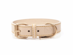 Dog Leather Collar: Sir Chuck Beige dog collar,leather dog collar,adjustable dog collar
