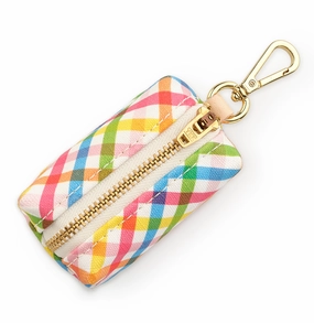 Dog Poop Bag dispenser: Rainbow Gingham dog business cards,pet business supplies,doggie storefront