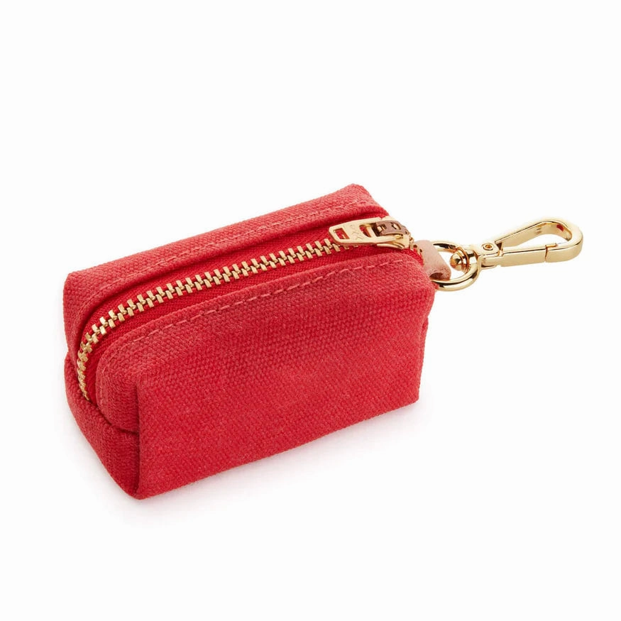 Dog Poop Bag dispenser: Ruby Waxed Canvas dog business cards,pet business supplies,doggie storefront
