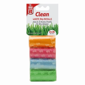 Dogit Waste Bags 8 Rolls/20 Bags - Assorted Colours dog shampoo,pet wipes,dog cleaning spray