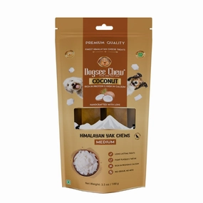 Dogsee Dog Chew Medium Himalayan Yak Chews Coconut 100g dental dog chews,vet approved chews,teeth cleaning treats