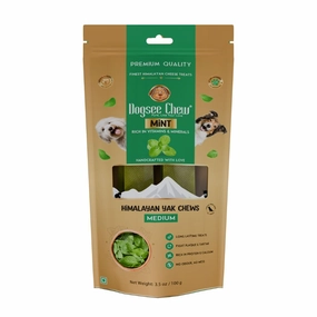 Dogsee Dog Chew Medium Himalayan Yak Chews Mint 100g dental dog chews,vet approved chews,teeth cleaning treats