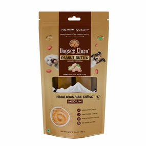 Dogsee Dog Chew Medium Himalayan Yak Chews Peanut Butter 100g dental dog chews,vet approved chews,teeth cleaning treats