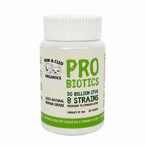 Dom & Cleo Probiotics Supplement 30 Cap digestive care dog food,urinary care cat food,sensitive stomach pet food