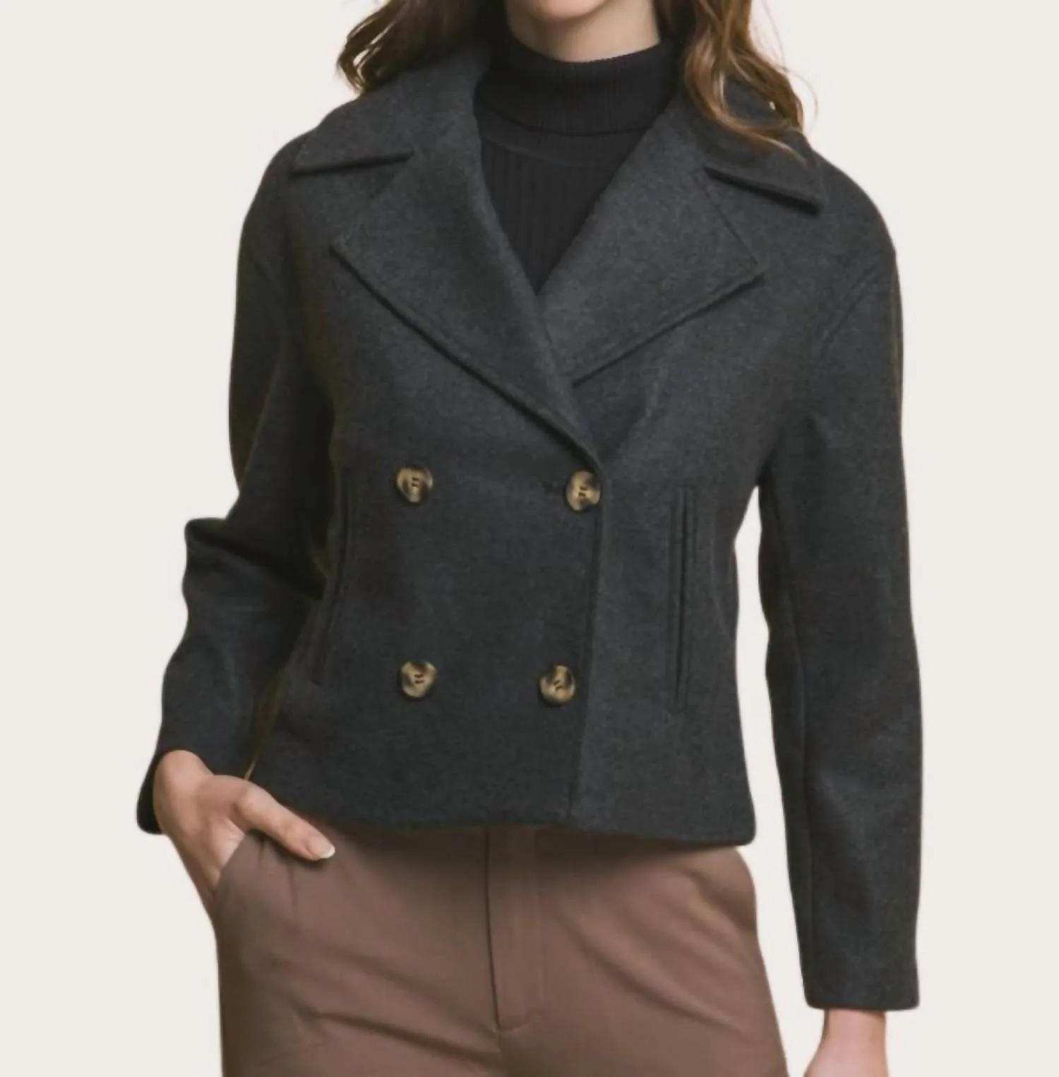 Double Breasted Wool Jacket In Black