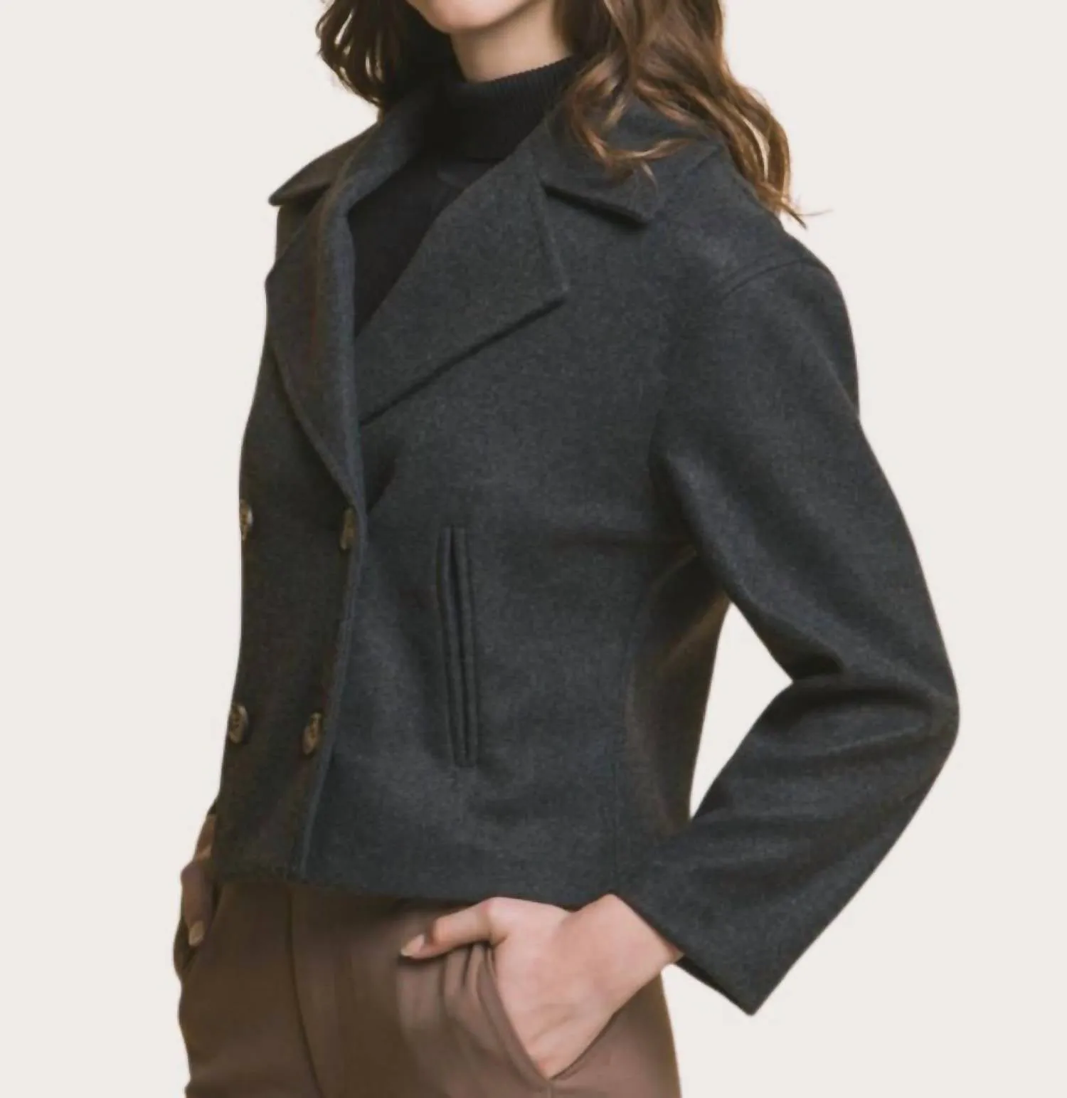 Double Breasted Wool Jacket In Black