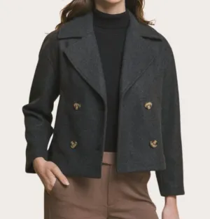 Double Breasted Wool Jacket In Black