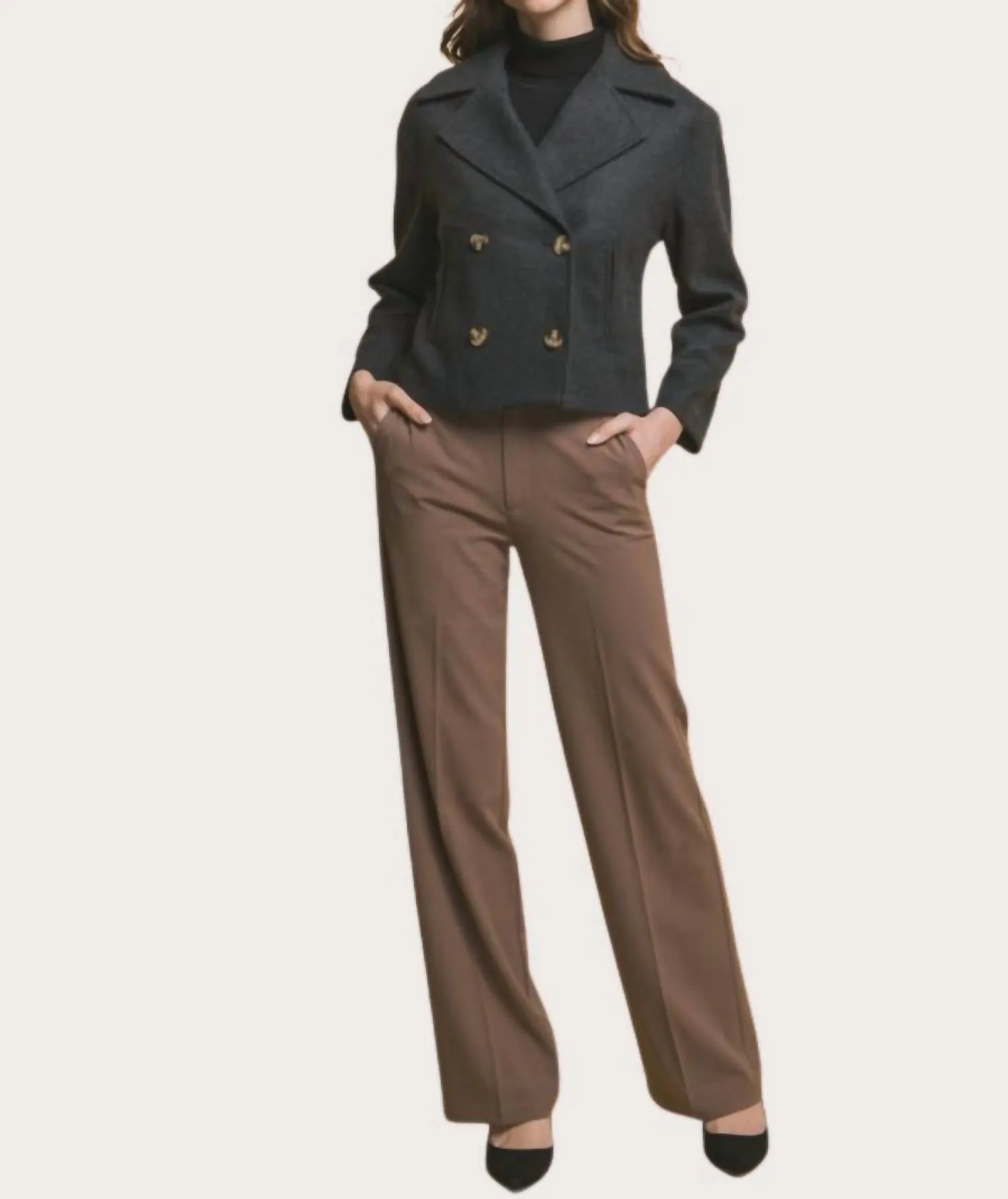 Double Breasted Wool Jacket In Black