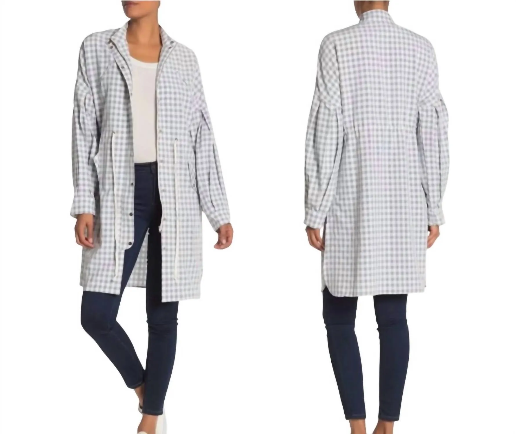 Double Duty Shirt Dress And Jacket In Grey, White